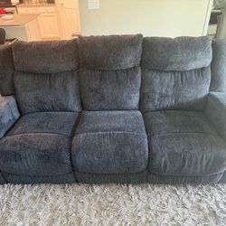 Luxury 3-Piece Charcoal Reclining Living Room Set | Sofa, Console Loveseat & Recliner