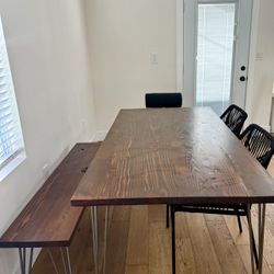 Wood Dining Table with Bench (seats 6/7)