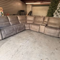 DEAL OF THE DAY!!! Carlin Fabric Power Reclining Sectional with Power Headrests  Retails for over $2,500 New, but one side doesn’t recline. I replaced