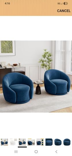Blue velvet swivel chairs ( still in boxes)