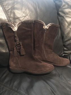 Brown Suede Leather Stuart Weizman Fur Boots