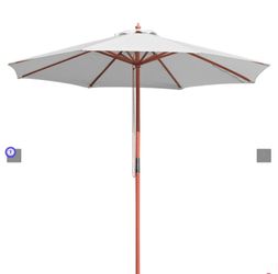 9ft Patio Wood Market Umbrella