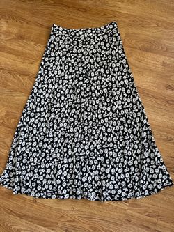 Zara Black White Floral Maxi Skirt Size S