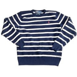 Vintage Polo Ralph Lauren Pullover Knit Sweater Womens Medium Navy Blue White
