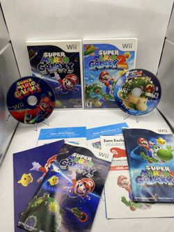 Super Mario Galaxy 1 And 2 (Nintendo Wii, 2010) CIB with manuals authentic