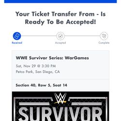 WWE Survivor Series WARGAMES Ticket 