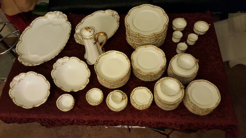 Antique France Haviland Limoges Clover Leaf China Set!