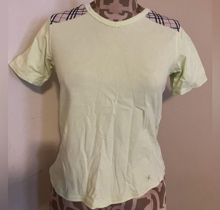 Beige cotton tee-shirt with Tartan details on shoulder BURBERRY London