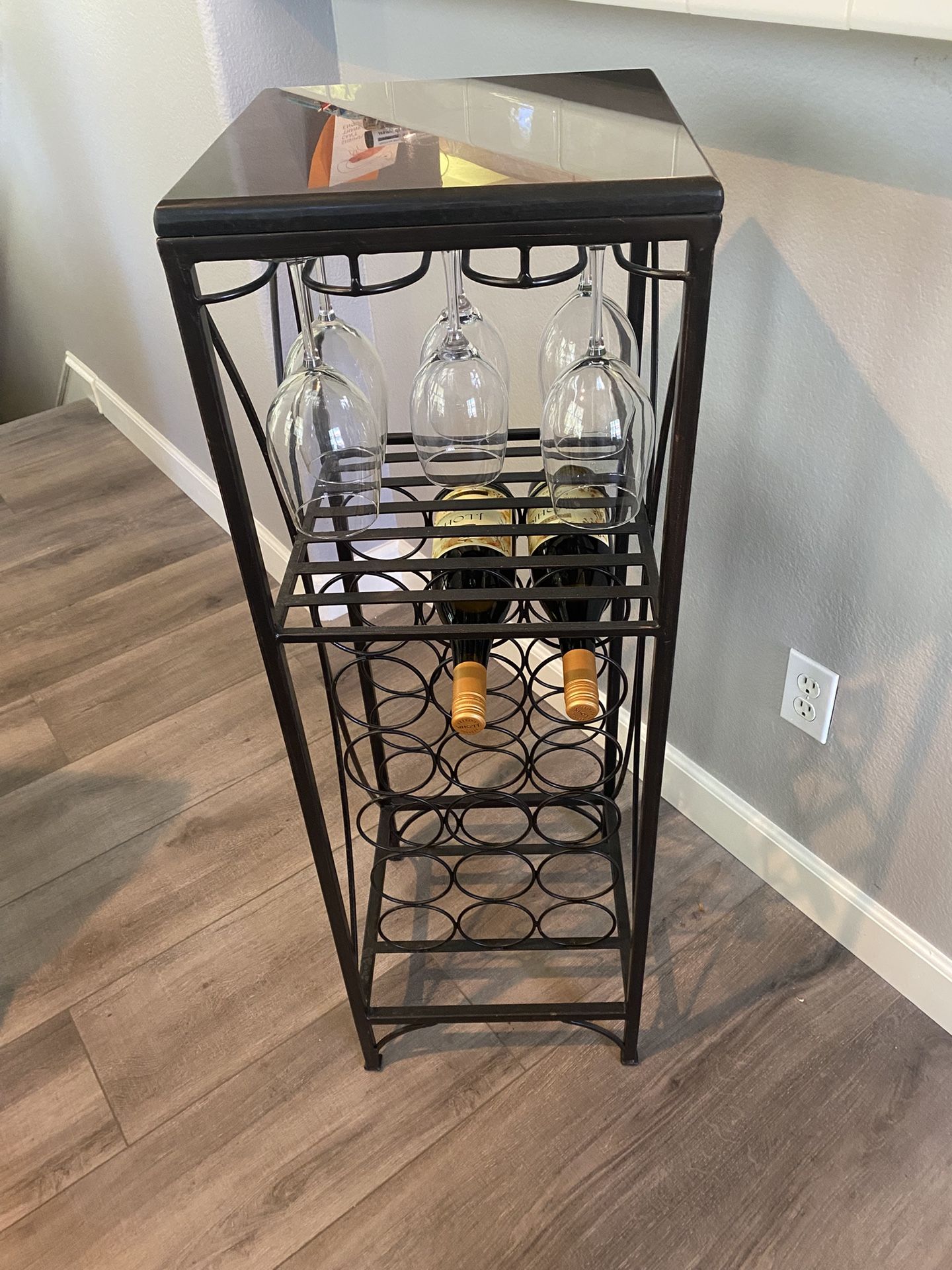 Wine Rack-holds 18 Bottles And Several Glasses