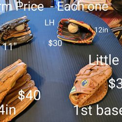 3 BASEBALL GLOVES AND ONE SOFTBALL GLOVE FIRM PRICE 