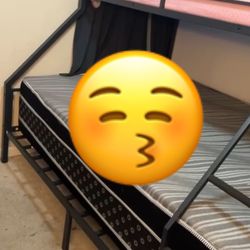Black bunk bed excellent condition, DOES NOT INCLUDE MATTRESSES,      Downstairs it's matrimonial and upstairs it's individual