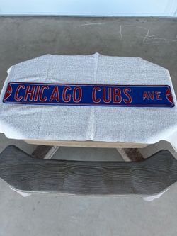 Chicago Cubs Heavy Gauge Metal Sign  - 36 Inches X 6 Inches