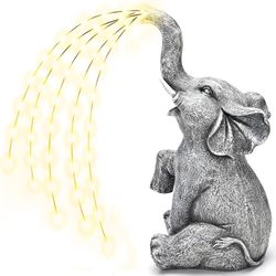 GIGALUMI Solar Upgraded Garden Decoration, Outdoor Elephant Statues, Birthday Gifts for Women, Mom, Grandma, Elderly, Elephant Ornament for Balcony, G