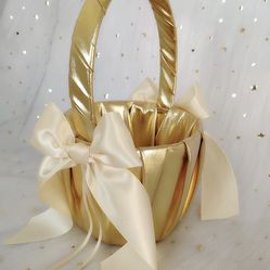 Gold Flower Girl Basket Set
