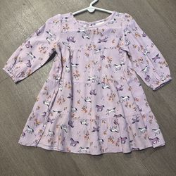 Purple lilac Girl dress with horses and flower prints