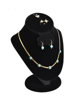 Mooca, Necklace Mannequin 3-1 Black Velvet Stand, New No Box