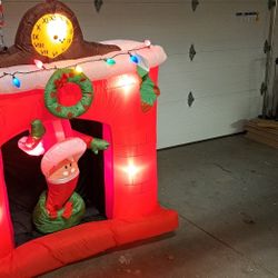 5 Ft Inflatable Fireplace Santa