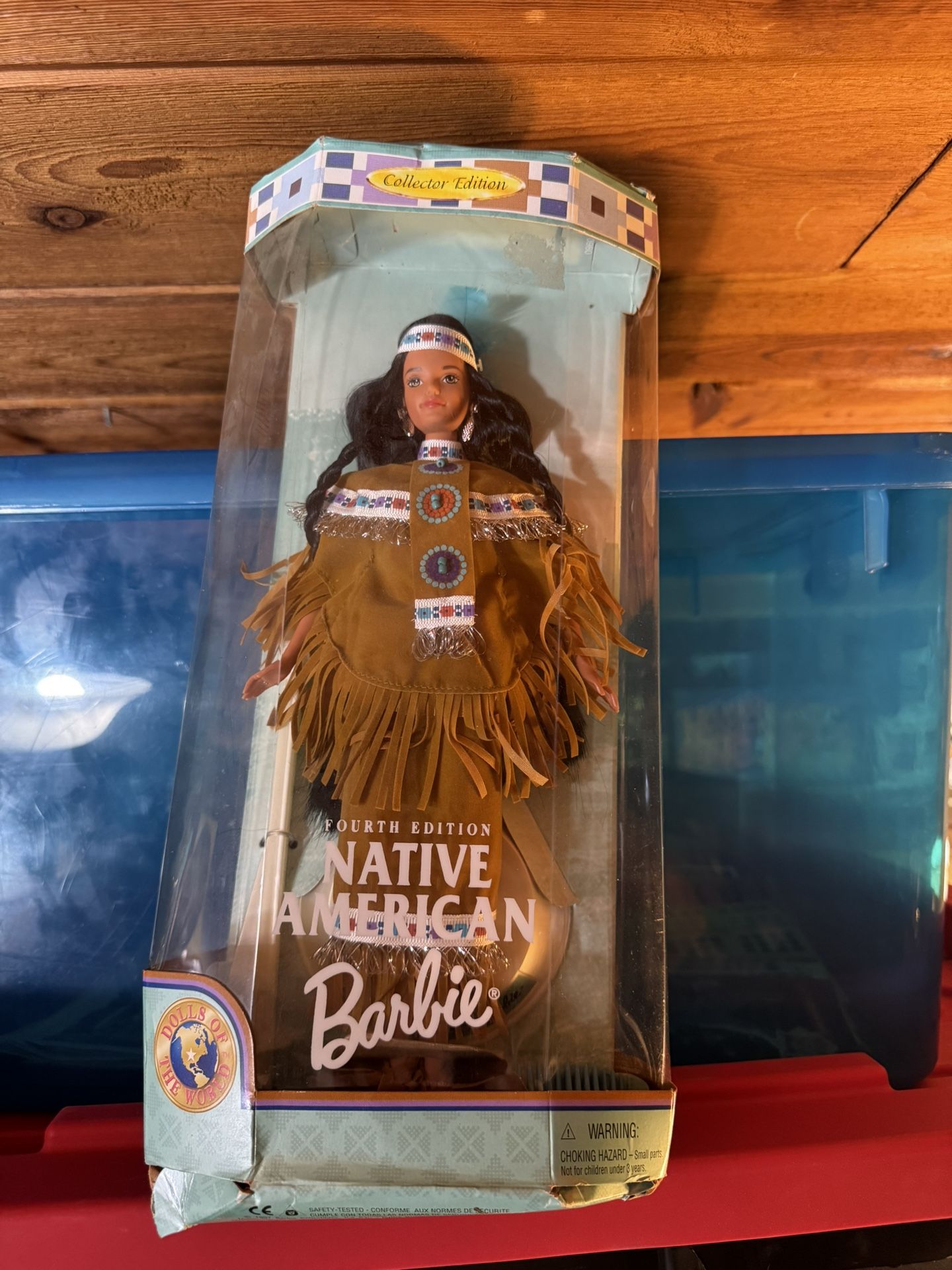 Fourth Edition Native American Barbie 1997 Dolls of the World Bottom Of Box A Little Damaged