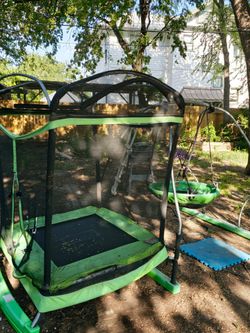 Trampoline swing set