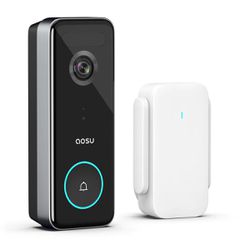 4K UHD Wireless Door Bell Camera with No Subscription Needed Motion Detection, AOSU Smart Doorbell Camera with Chime, Night Vision, 2-Way Audio, Work 