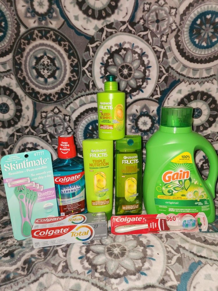 Womens hygiene bundle: gain, garnier, colgate, skintimate