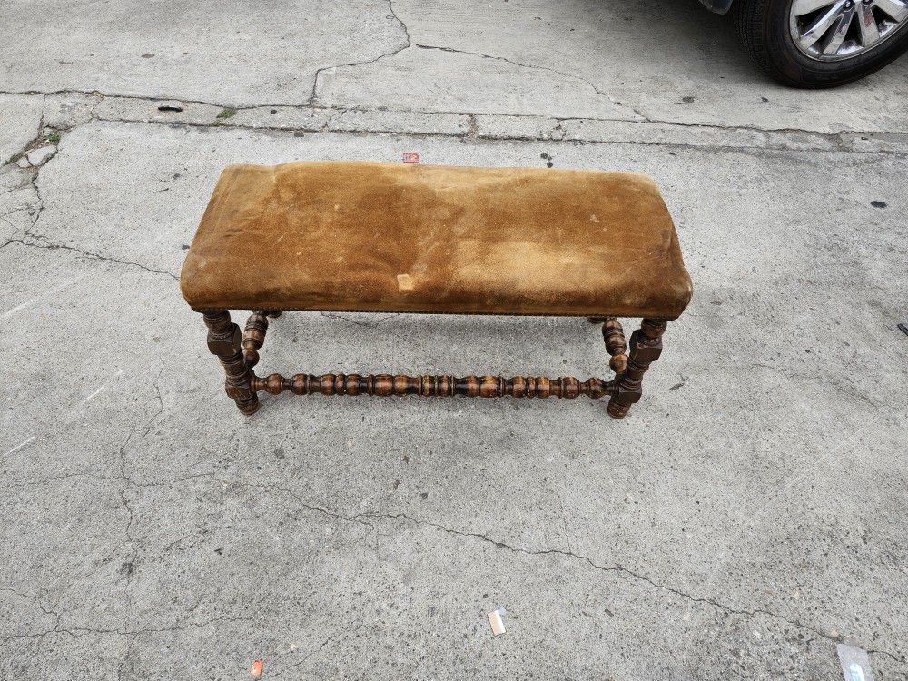 Brown Small Leather Stool Bench For Sale (Used, Good Condition)