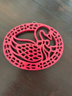 Vintage Avon Country Treasures Red Cast Iron Goose Trivet - Wall Decor