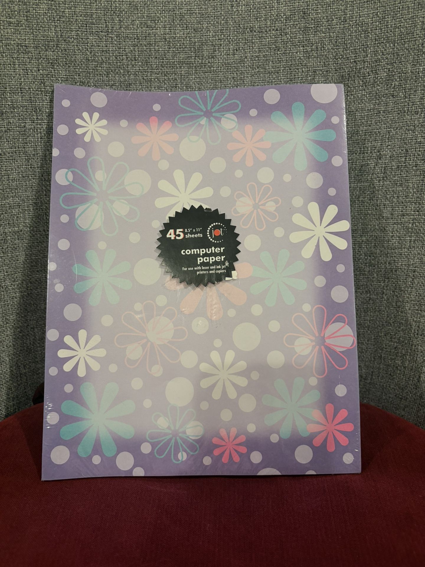 New Jot 45 Sheets Purple Flower Pattern Computer Paper-8.5”x11”