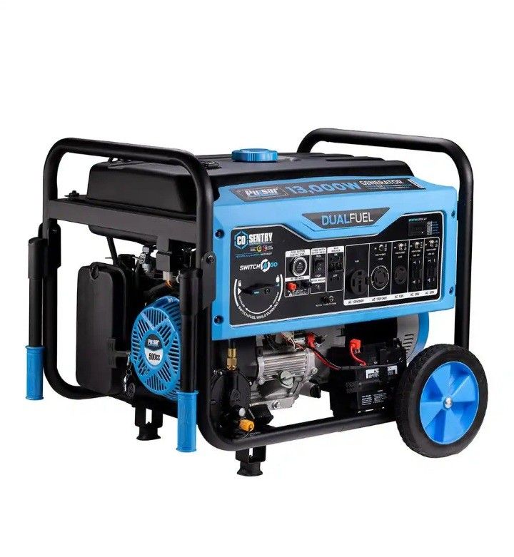 PULSAR 13,000/10,000 -Watt Dual-Fuel Gasoline and Propane with Push to Start Portable Home Power Generator, CO Shutoff