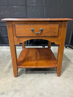 Ethan Allen Side Table with Drawer and Shelf