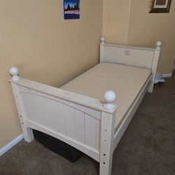 Twin XL Solid Wood Bed W/Mattress 