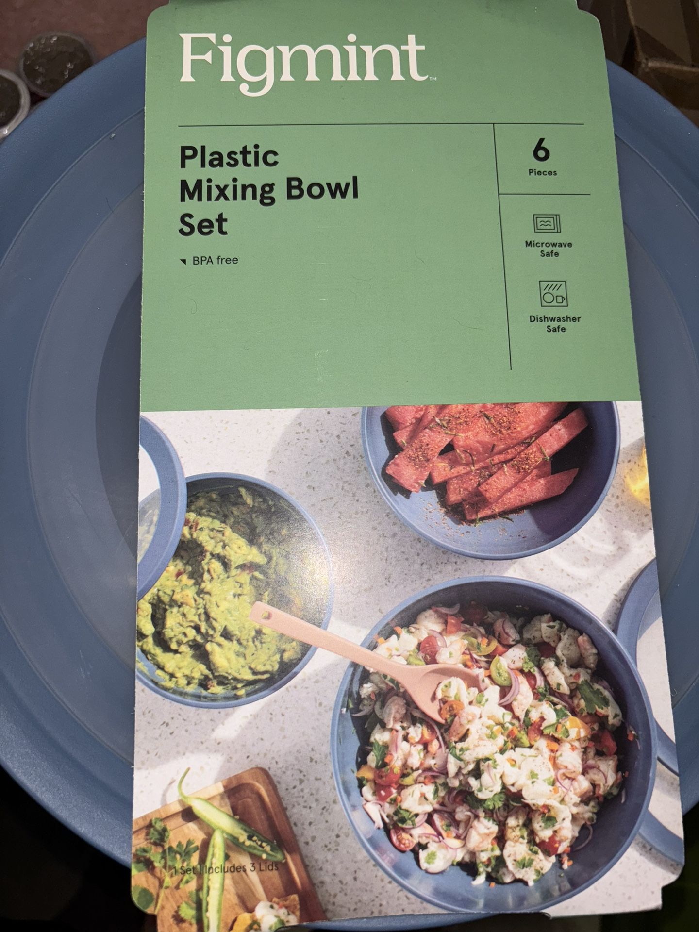 Figment 6 Piece Mixing Bowls For Kitchen! New!