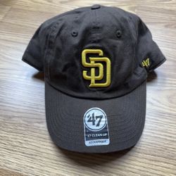 San Diego Padres Hat Cap Strap Back Brown Yellow MLB Baseball Mens Clean Up 47