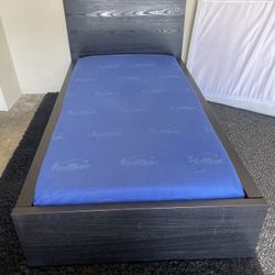 Twin Size XL Black IKEA Malm Bed Frame and Memory Foam Mattress *Delivery Available* 