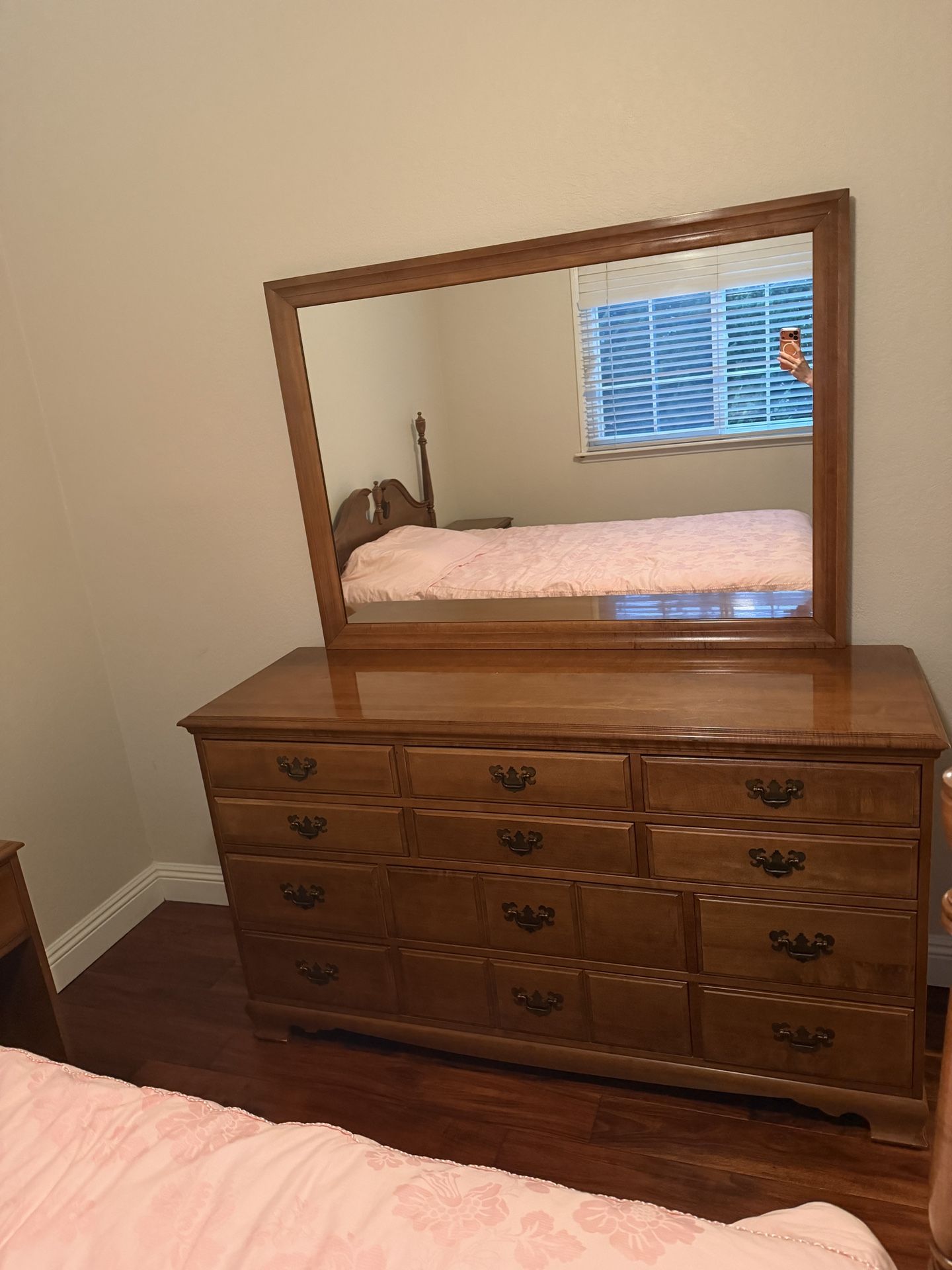 Wood Dresser + Matching Mirror