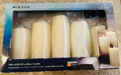Brand New Mirage 5-Piece LED Wax Candles Set with Remote