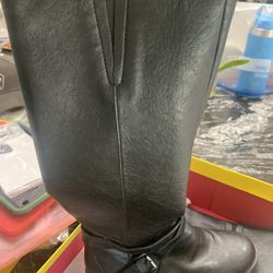 Leather Look Knee Boots