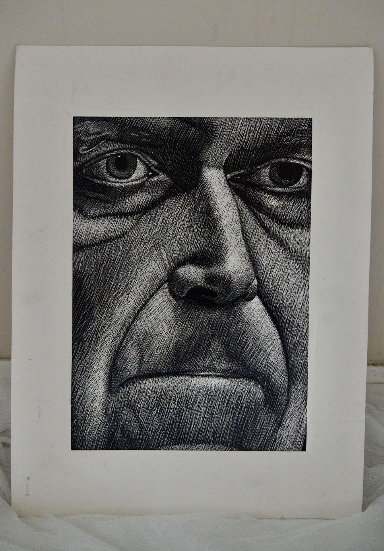 Artist Original Carved Print Black&White
