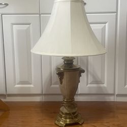 Hollywood Regency/Victorian BRASS Marble Enamel Stone URN TABLE LAMP