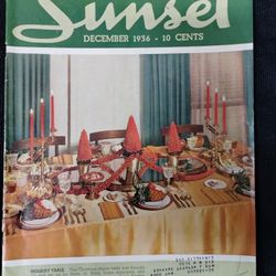 Vintage December, 1936 Sunset magazine, "What's New in Western Living", Christmas/holiday issue