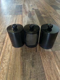 Black Bathroom Storage Canisters (Set of 3)
