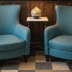 Pair of Like-New Teal Wingback Accent Chairs (Beachcrest Home) - $350