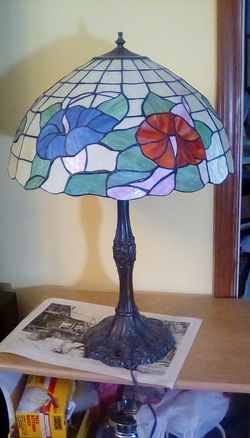 Tiffany style stained-glass lamp - 2-bulbs 27" tall