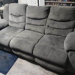 Gray Reclining Sofa And Love Seat