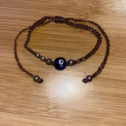 Handmade Evil Eye Adjustable Bracelet Brown 