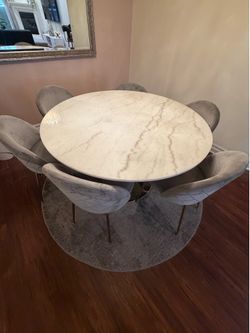 Marble top set with gold grey 6 chairs