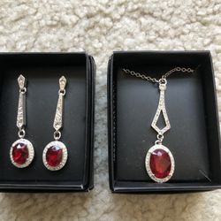 Earrings And Chain With Pendant Set