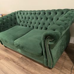 Velvet green couch for sale!!!