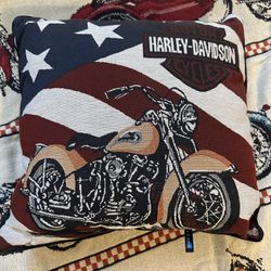 Harley Davidson Blanket And Pillow