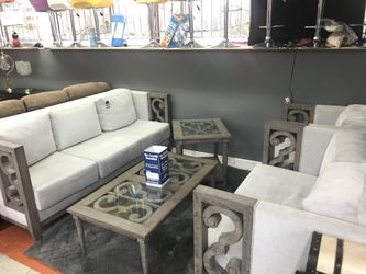 Sofa and loveseat and Char and cafe table